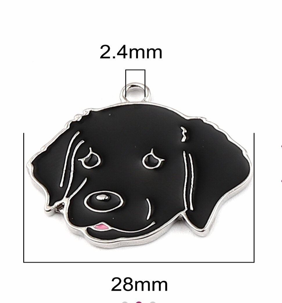 Dog charm labrador enamel black lab charm top alloy dog charm metal charm lot