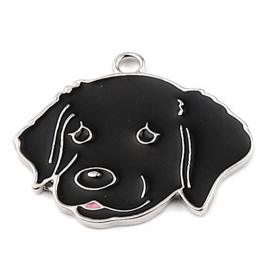 Dog charm labrador enamel black lab charm top alloy dog charm metal charm lot