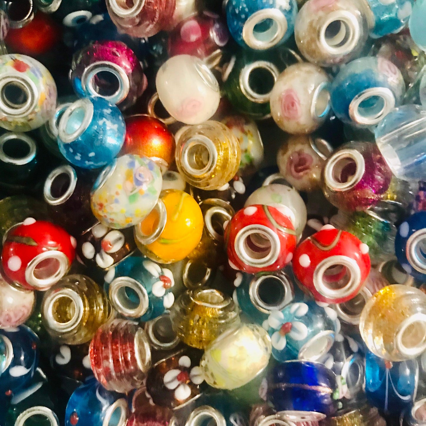 European Bulk glass beads, assorted color bead mix, big hole beads