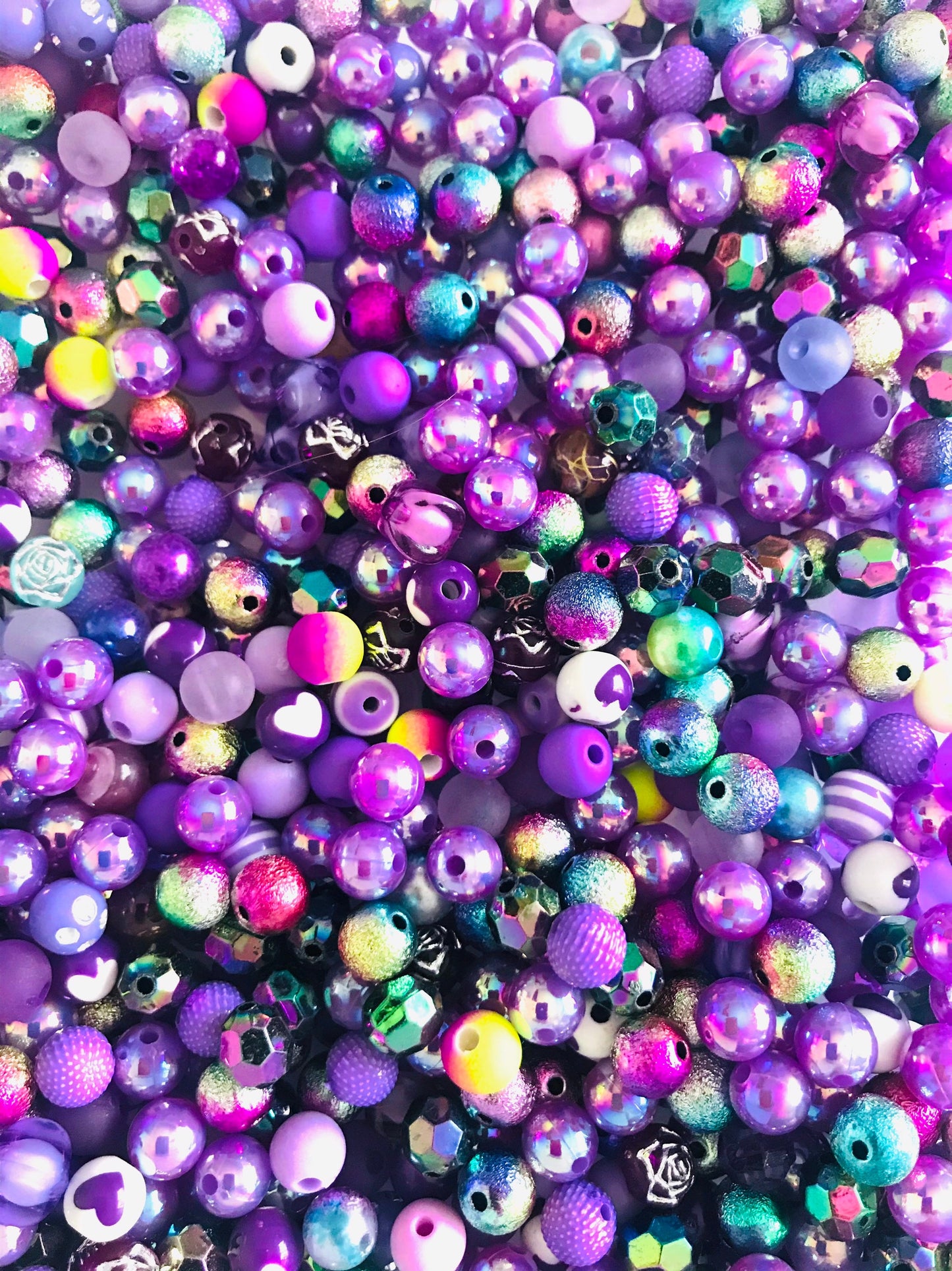 Purple bubblegum bead mix, 8mm acrylic assorted mix Purple violet silver theme mix styles pick lot