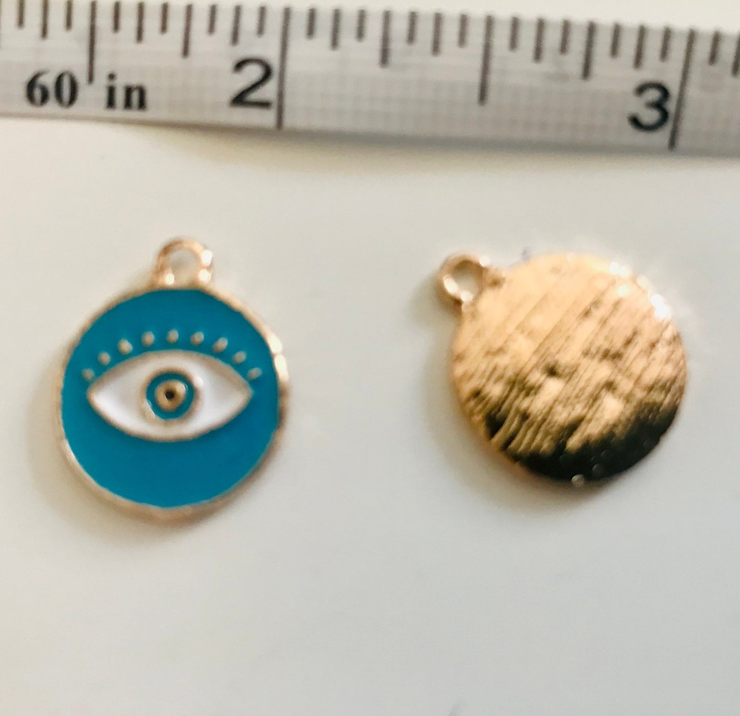 Evil eye charm blue gold enamel eye Charms  enamel color pieces gold plated charm