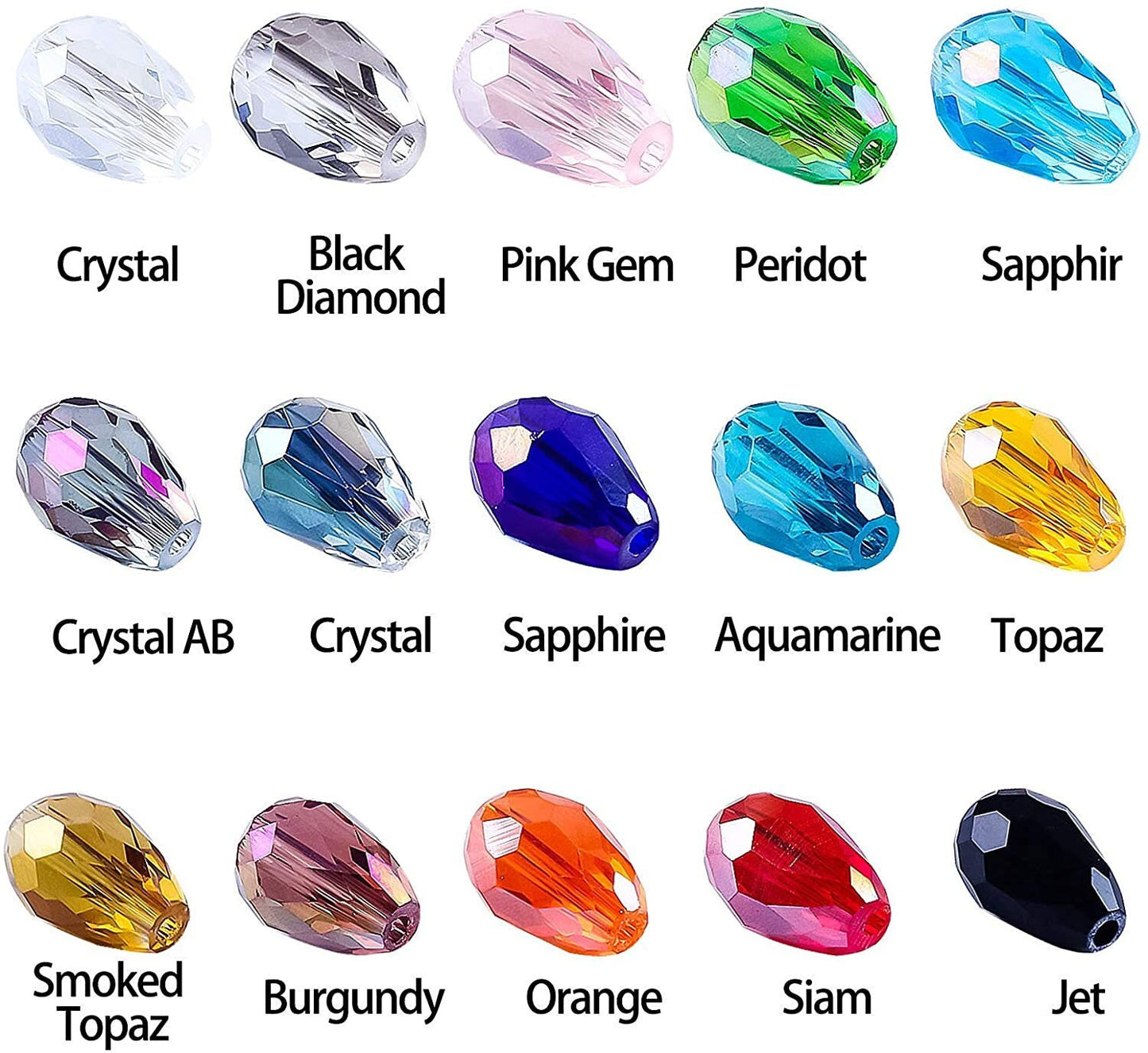 Teardrop glass bead mix, assorted opaque clear and iridescent beads in mixed colors 5x7mm