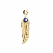 Evil eye gold feather charm blue gold enamel eye Inspired Charms  enamel color pieces gold plated charm double sided