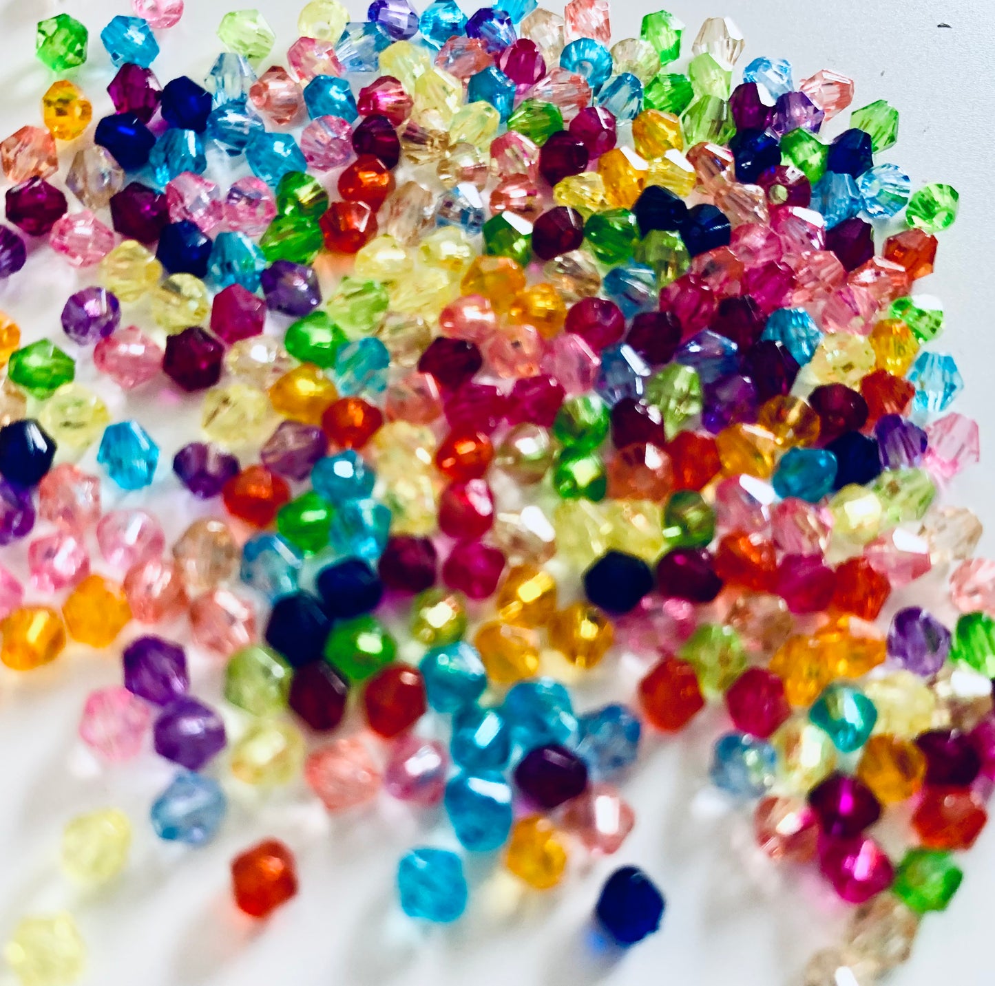 4mm acrylic bicone beads mixed colors assorted lot bulk mix small bright color bead mix