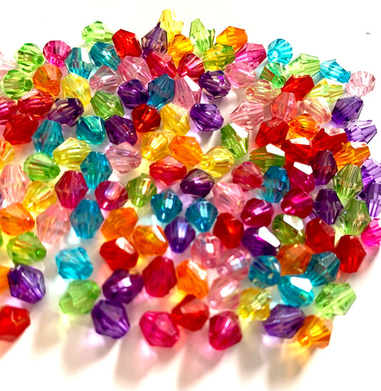 Bicone bead mix, 6mm acrylic beads mixed colors assorted lot bulk mix  plastic bead mix of lightweight beads