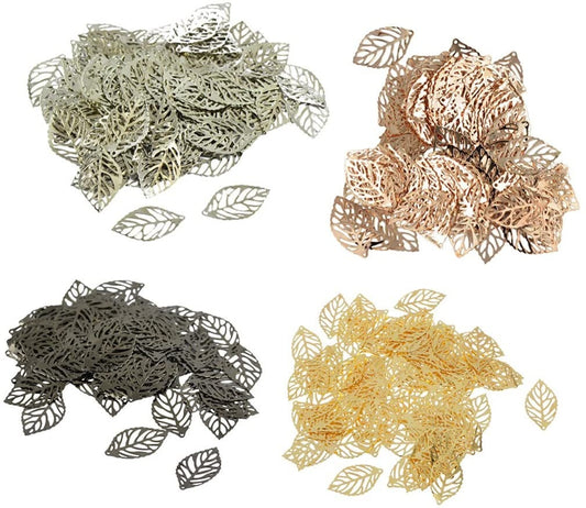 Leaf Charms, filigree Connectors Filigree Bronze, silver,  Gold pick color cutout nature charms