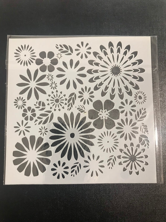 Flower assorted mix of styles stencil plastic template 13cm flexible stencil daisy flower stencil mixed flowers