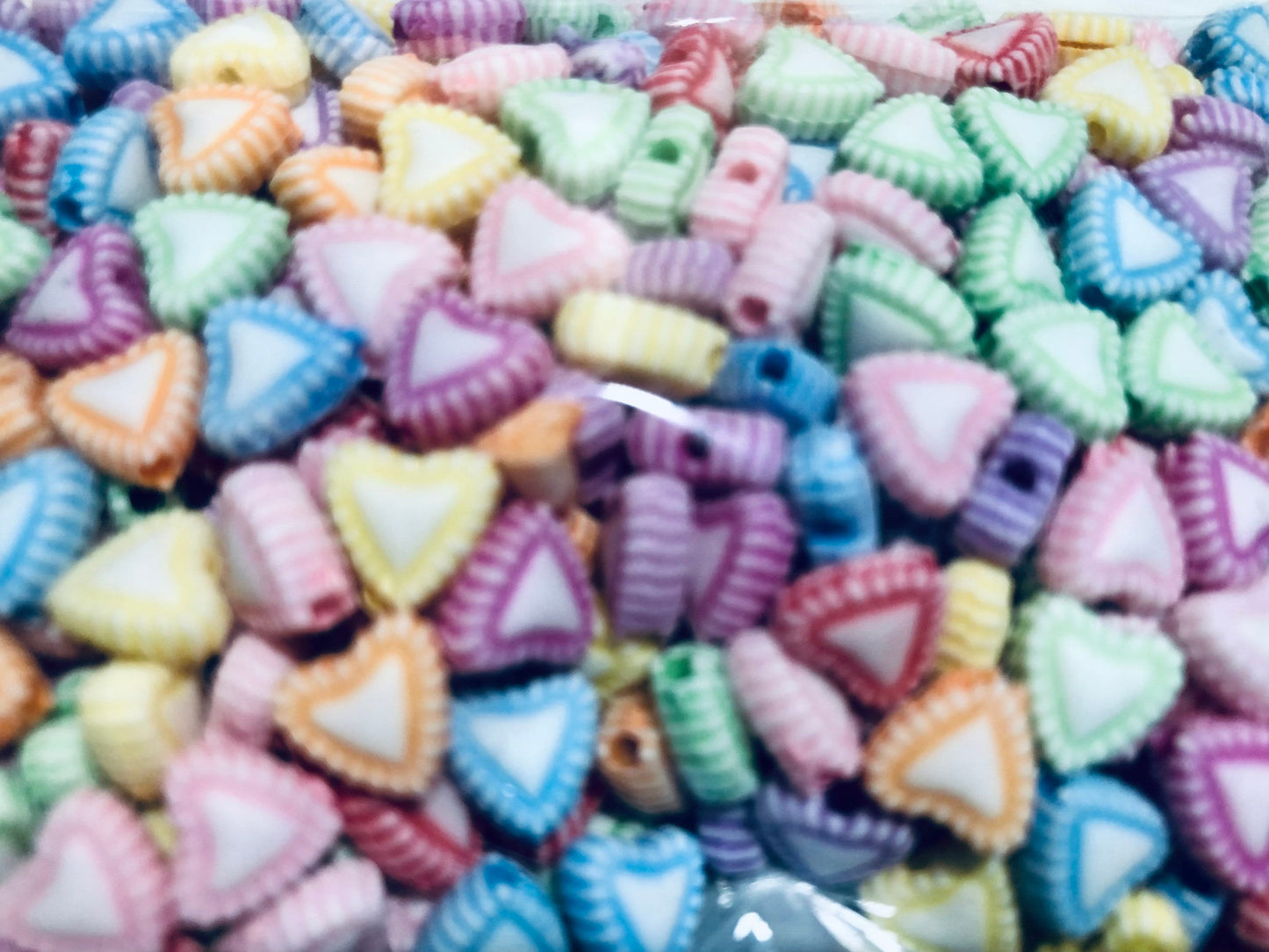 Heart bead mix, patterned acrylic assorted pastel bead mix