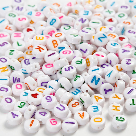 Color letter White Alphabet letter beads assorted beads with bright letters Round   7mm Choose your letter DIY or bulk beads Lot 1