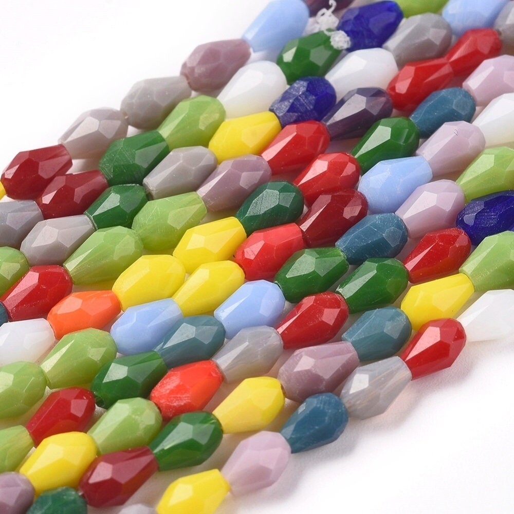 Tear drop Beads irridescent AB opaque and clear crystal see colors and size options 5mm x 3mm  drop bead lots