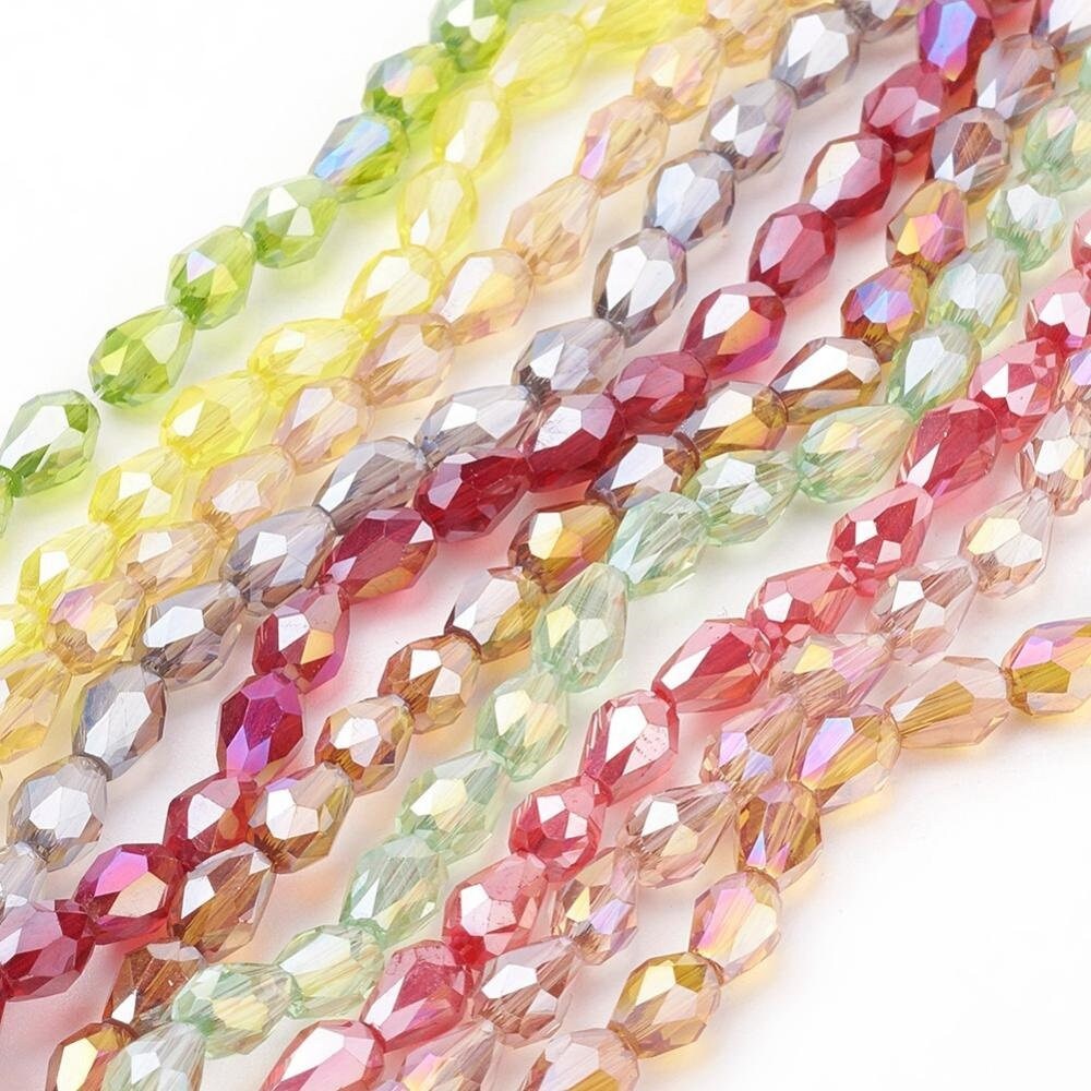 Tear drop Beads irridescent AB opaque and clear crystal see colors and size options 5mm x 3mm  drop bead lots