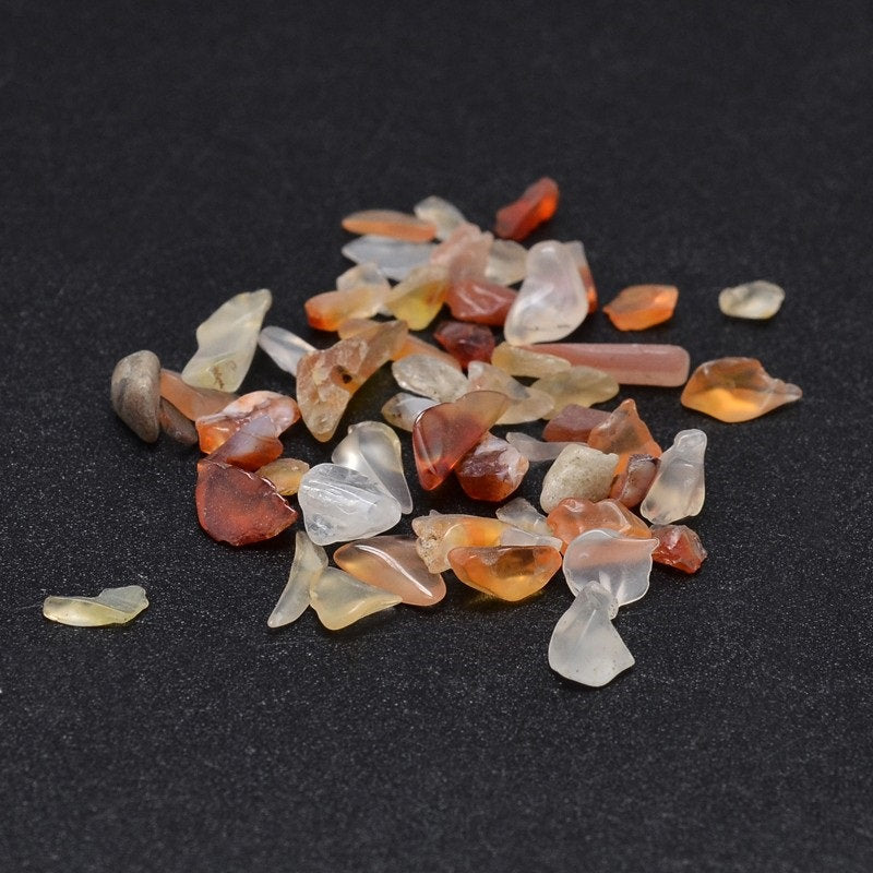 Carnelian gemstone bead chips, undrilled no hole beads