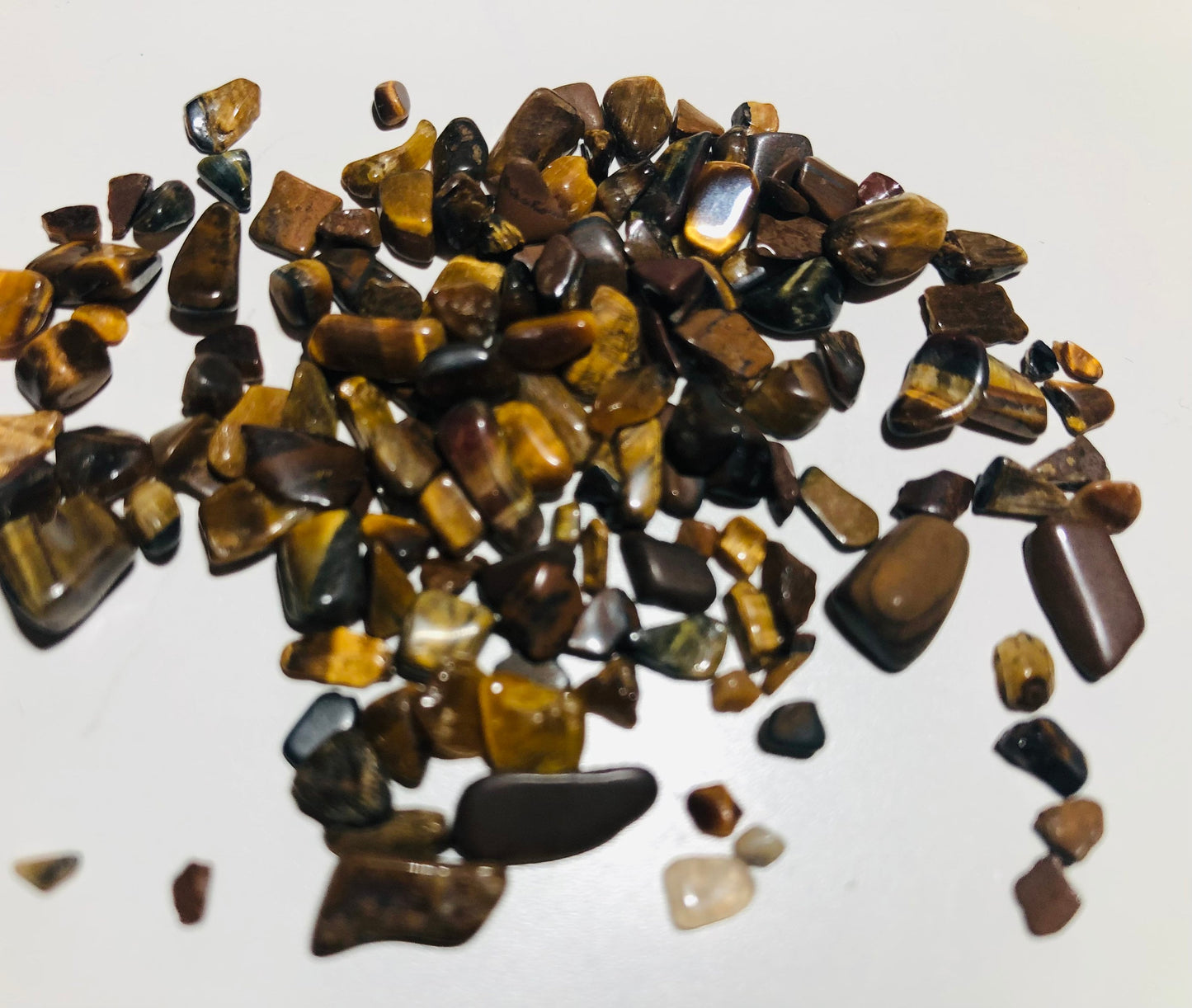 Tiger eye natural gemstone bead chips, undrilled no hole beads