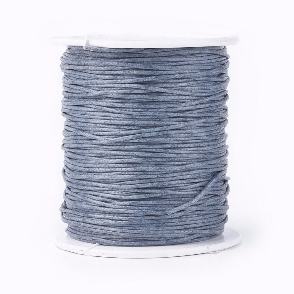 Waxed cotton thread , eco-friendly 1mm waxed cord, 100 yard roll, grey