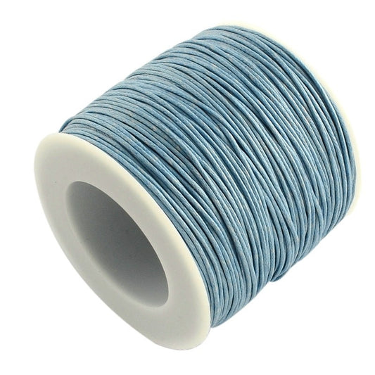 Waxed cotton thread , eco-friendly 1mm waxed cord, 100 yard roll, steel blue gray