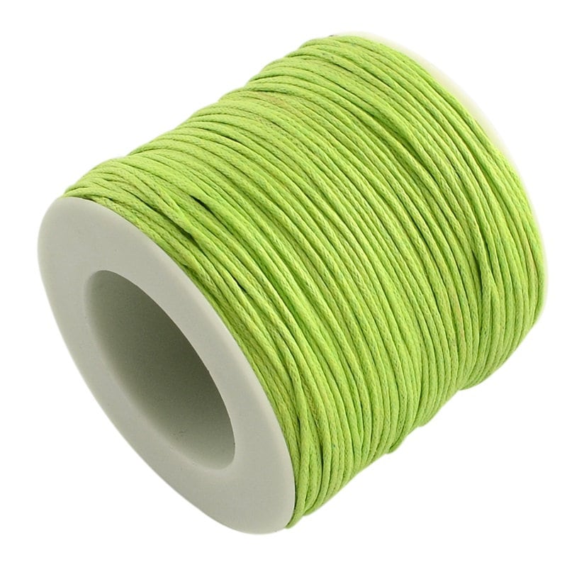 Waxed cotton thread , eco-friendly 1mm waxed cord, 100 yard roll, bright green