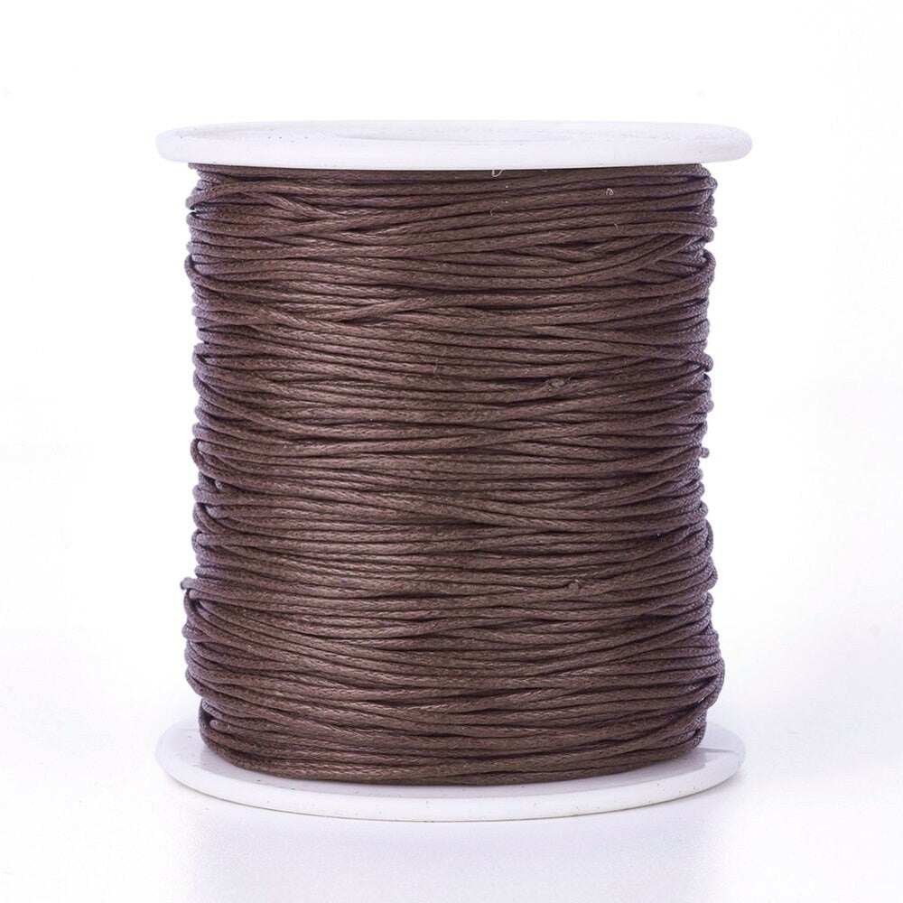 Waxed cotton thread , eco-friendly 1mm waxed cord, 100 yard roll, dark brown