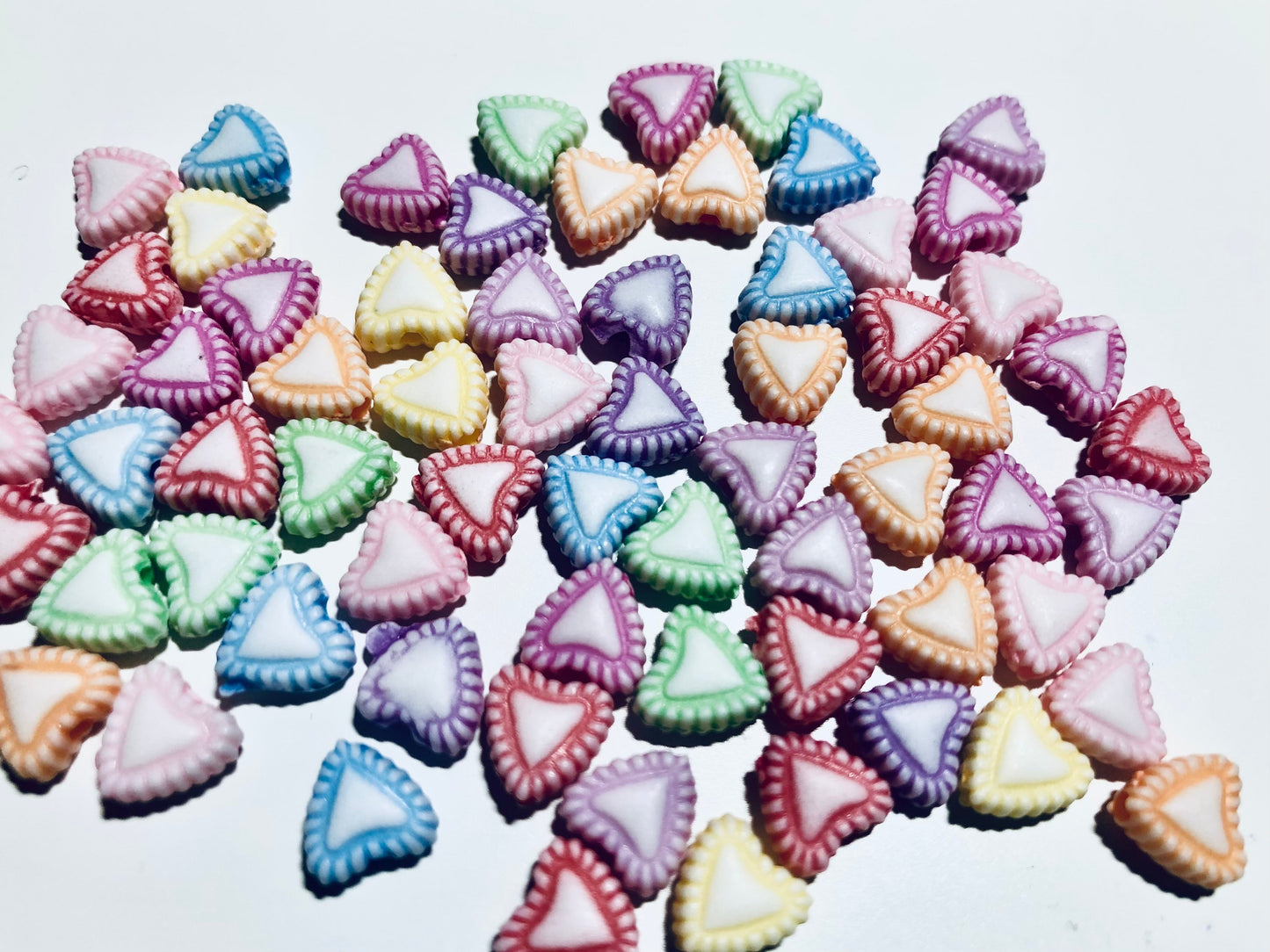 Heart bead mix, patterned acrylic assorted pastel bead mix