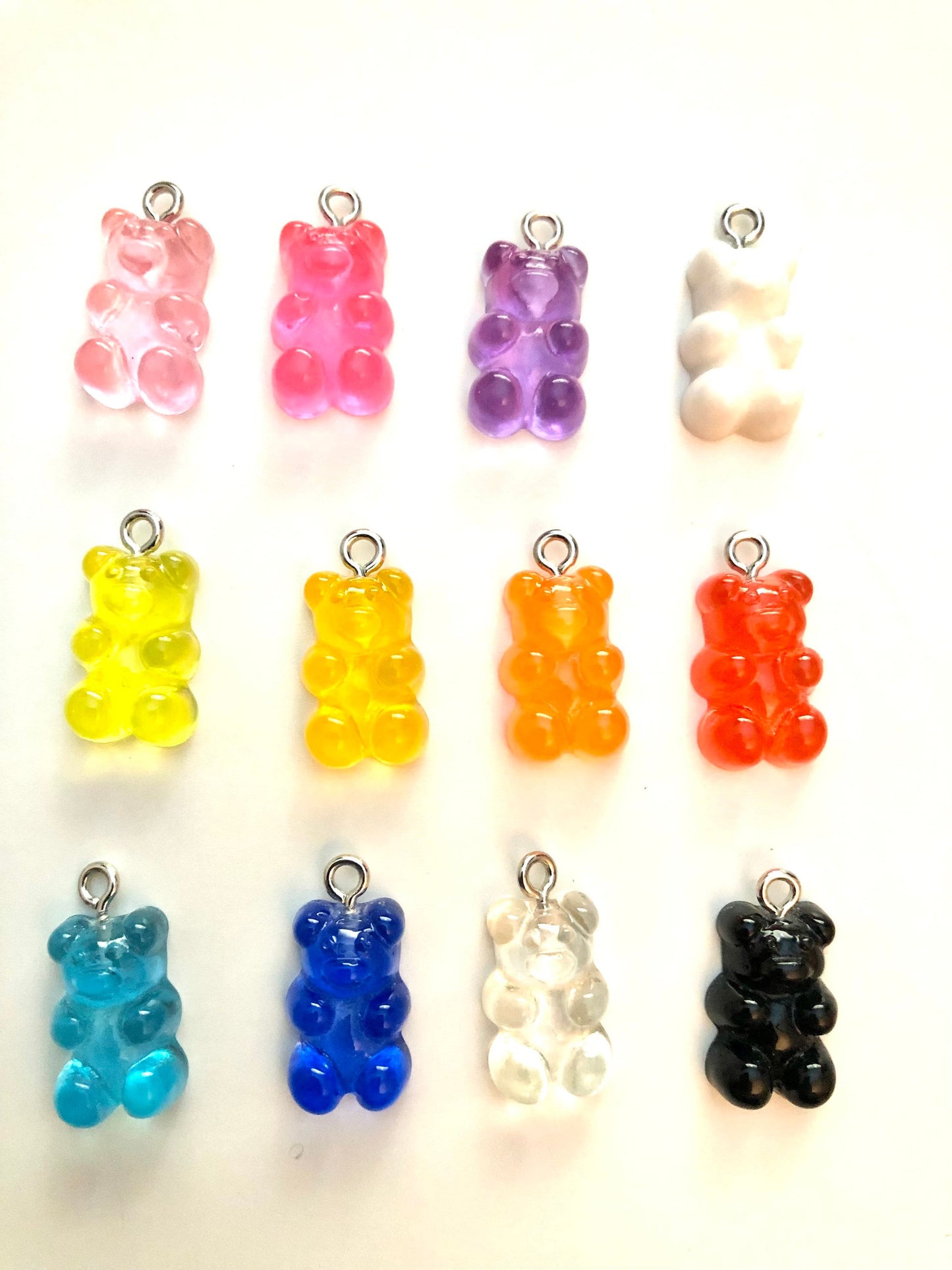 Bear Charms , clear and opaque charms, resin keychain and pendant charms. small bead in mixed colors or single colors