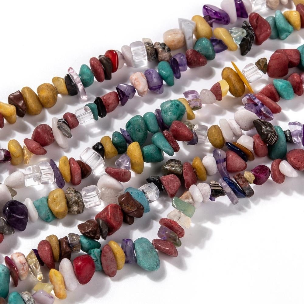 Gemstone bead strand assorted natural and synthetic bead strand mix assorted colors and sizes 32 inch strand mixed