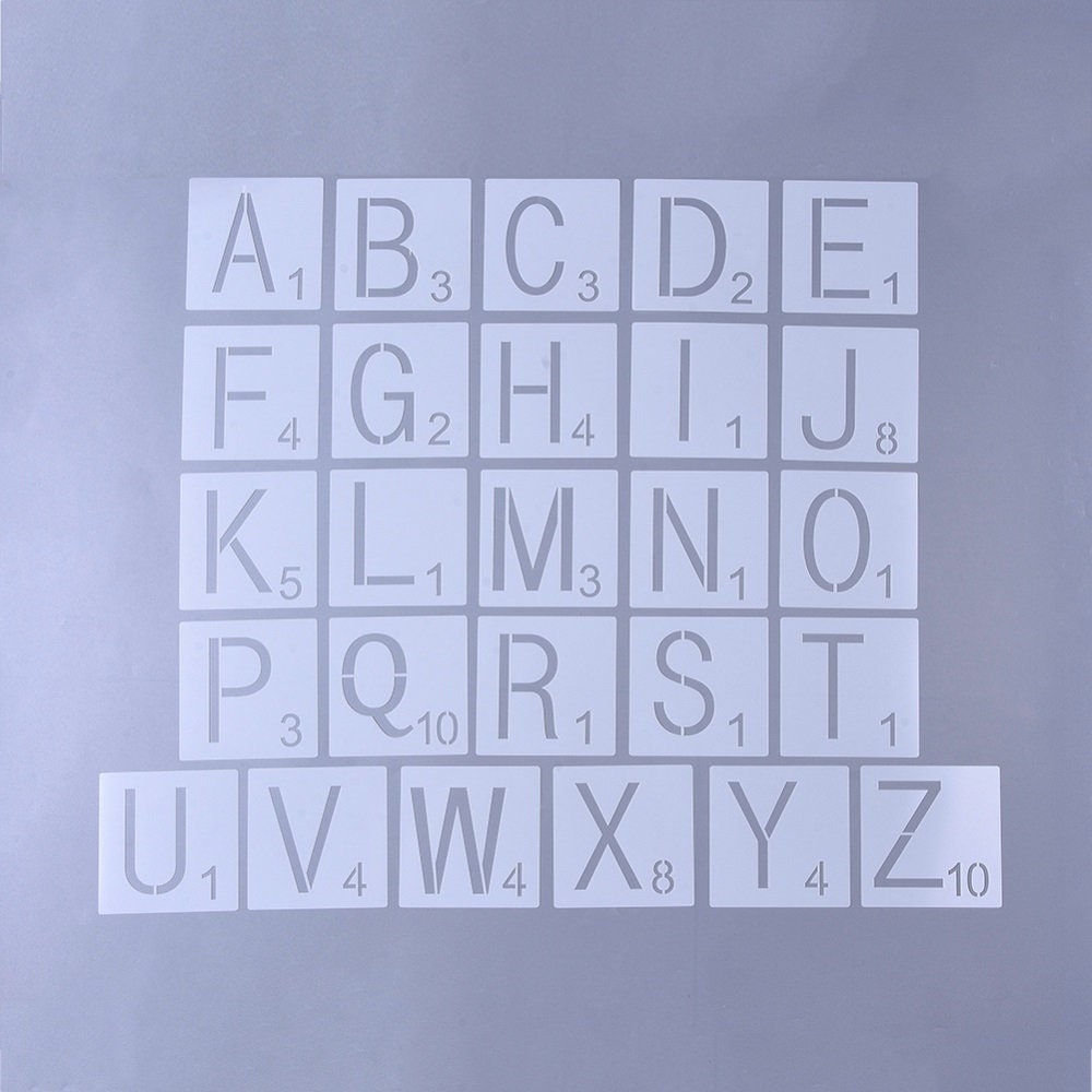 Alphabet letter stencil, Reusable plastic template 10cm flexible stencil 4 inch size pick set or single letters