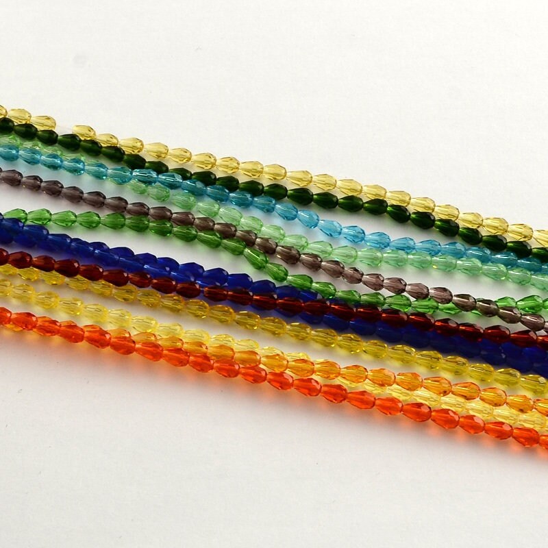 Tear drop Beads irridescent AB opaque and clear crystal see colors and size options 5mm x 3mm  drop bead lots