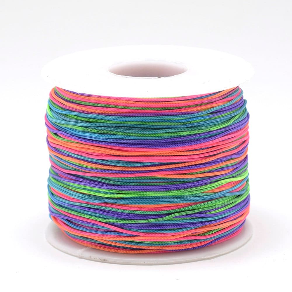 Rainbow cord, multi color polyester full roll 130 yard roll 0.5mm narrow beading cord