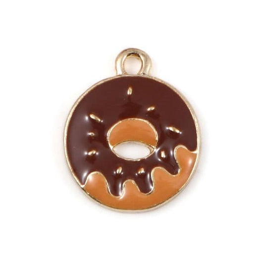 Donut charm chocolate doughnut charm enamel charm glazed donut charm