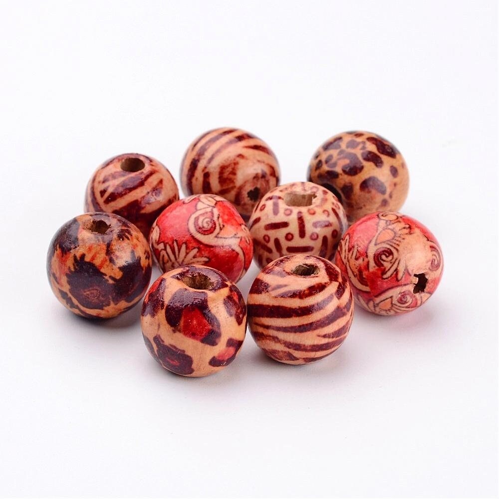 Wood macrame bead mix, patterned large big hole bead , European style bead 16x15mm bead