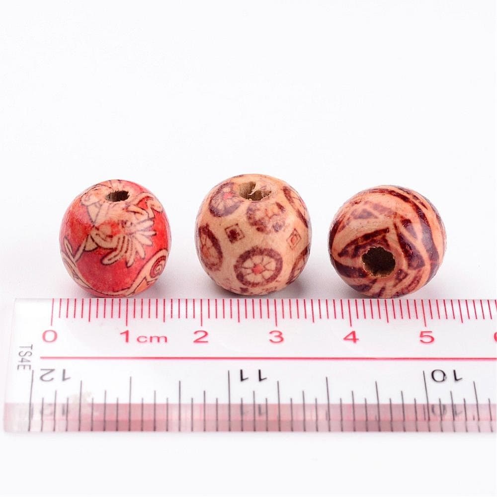 Wood macrame bead mix, patterned large big hole bead , European style bead 16x15mm bead