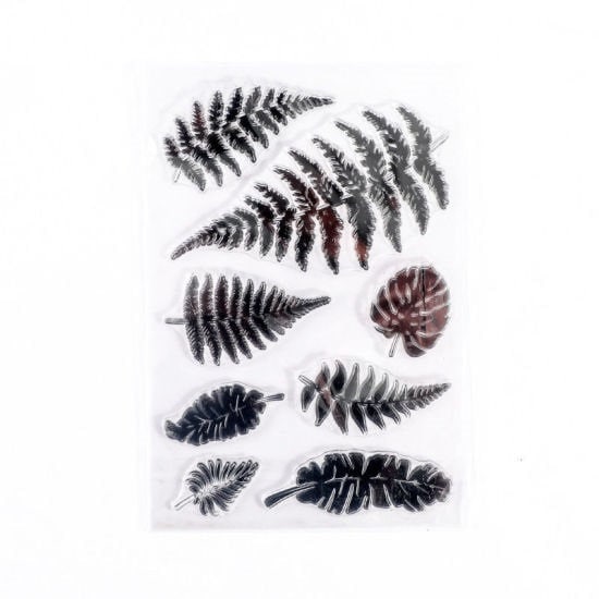 Fern stamp set, Leaf and plant stamps, unmounted silicone stamps  assorted set