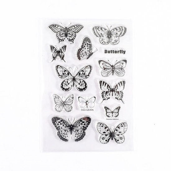 Butterfly silicone stamp set , summer stamp set 13 piece silicone piece set assorted butterfly stamps