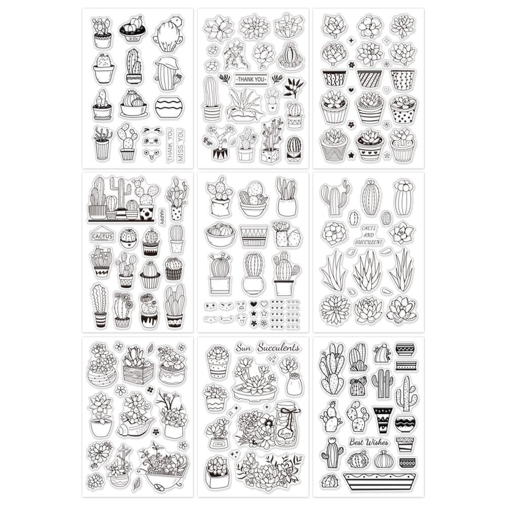 Cactus and plant silicone stamp set,  unmounted sets, 10 assorted sets to choose from crafts scrapbooking