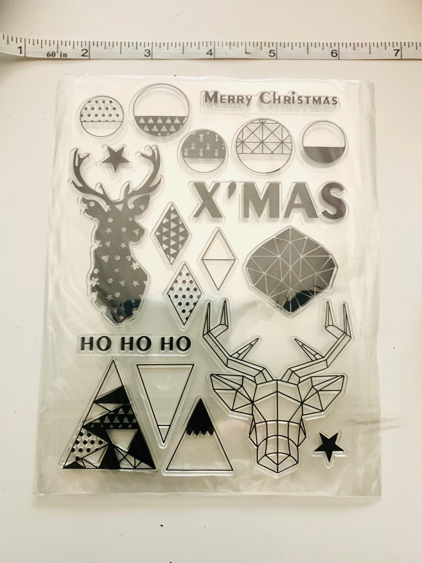 Christmas silicone stamps, abstract deer head ,  assorted clear stamp set