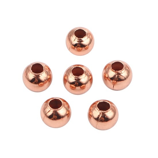 Rose gold spacer beads, 6mm metal  beads for jewlery or crafting