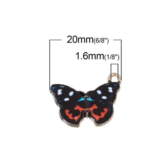 Monarch butterfly charm, enamel orange and black bug charm, gold backed charm, patterned