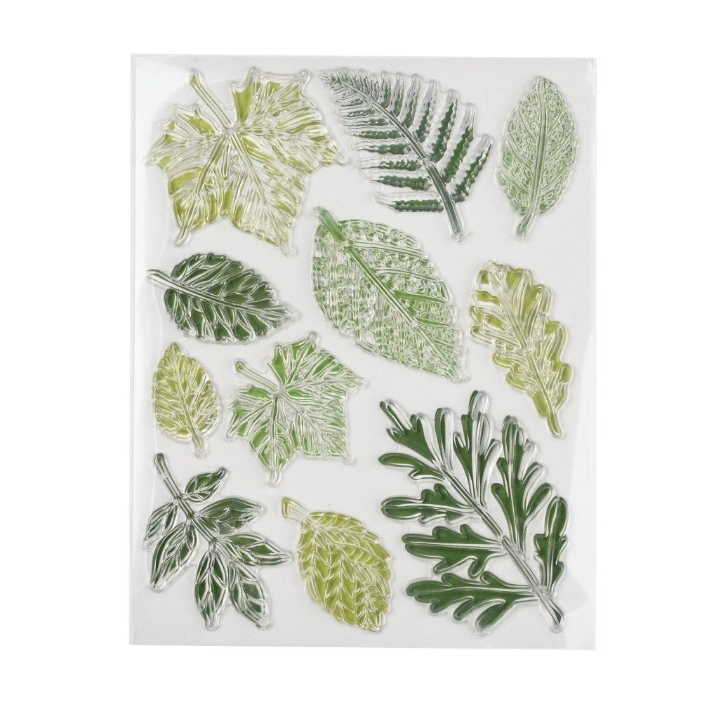 Leaf stamp set, leaf and fern silicone stamps, unmounted silicone stamp set for scrapbooking crafts