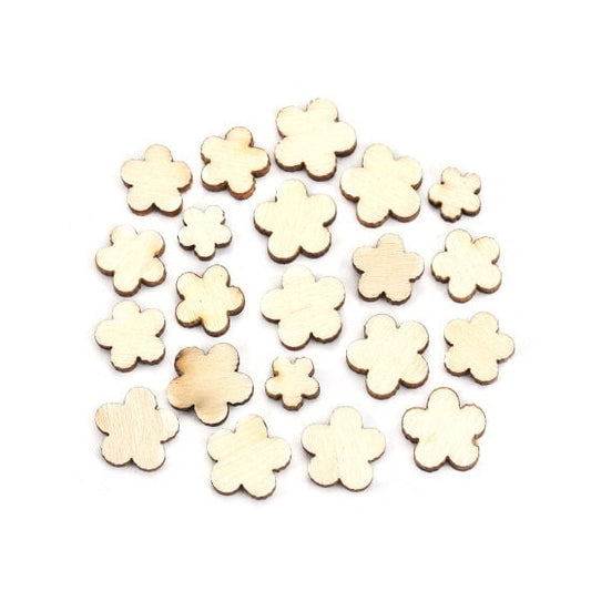 Wood flower charm, small  laser cut mini Craft or scrapbooking , assorted with 3 sizes tiny flower mix