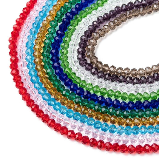 Rondelle bead strands, faceted 6mm bead full strands, assorted colors 6x5mm  to choose from