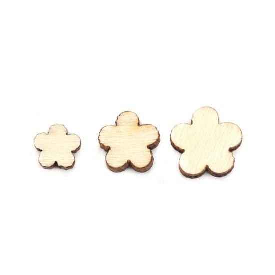 Wood flower charm, small  laser cut mini Craft or scrapbooking , assorted with 3 sizes tiny flower mix