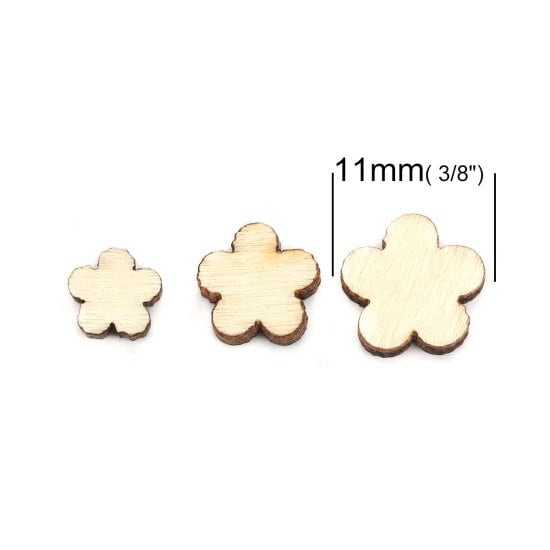 Wood flower charm, small  laser cut mini Craft or scrapbooking , assorted with 3 sizes tiny flower mix