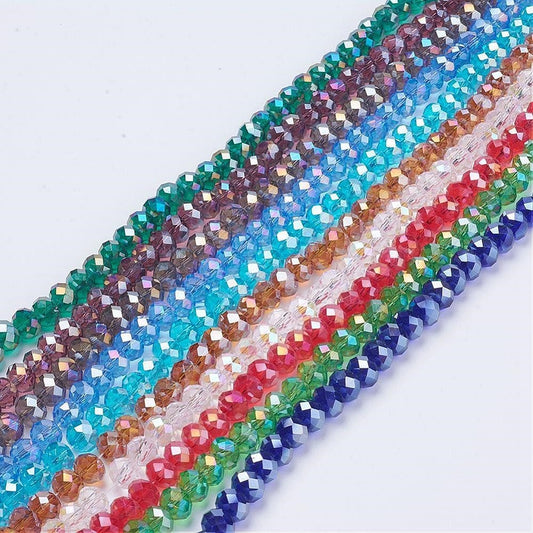 Rondelle bead strands, faceted 8mm bead,  glass pick color iridescent bead faceted glass bead 8x6mm assorted colors