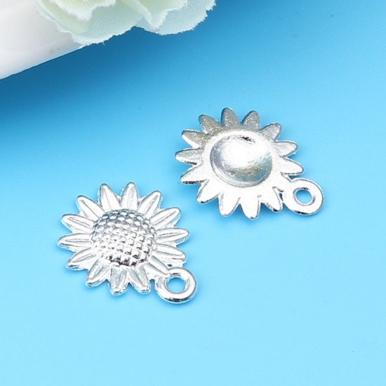 sunflower charms, large pendant charms in assorted colors