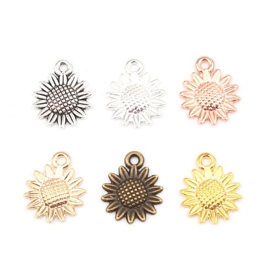 sunflower charms, large pendant charms in assorted colors