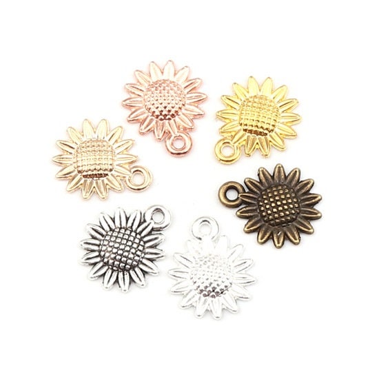 sunflower charms, large pendant charms in assorted colors