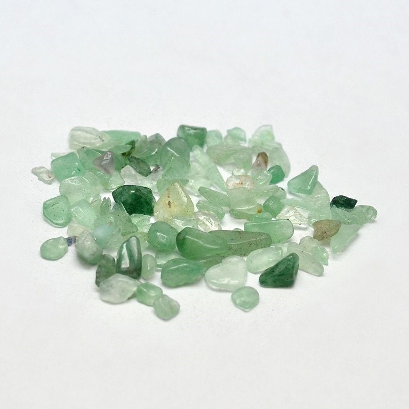 Natural green aventurine gemstone bead chips, undrilled no hole beads