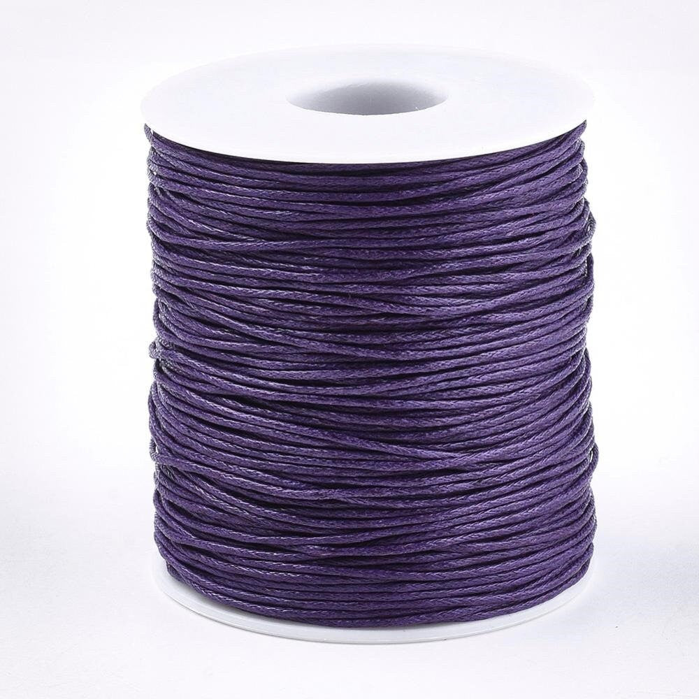 Waxed cotton thread , eco-friendly 1mm waxed cord, 100 yard roll, dark purple