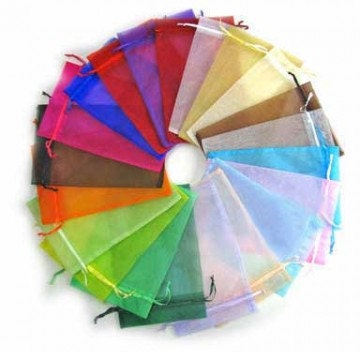 Organza bag  mix, assorted colors , sizes and patterns,  mixed sizes and colors