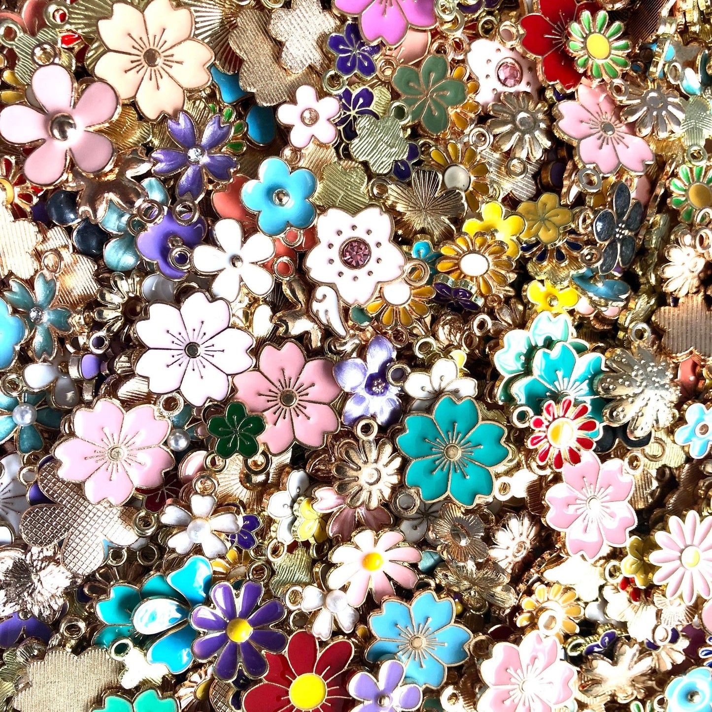 Flower charms enamel mix , assorted mix of colors and styles