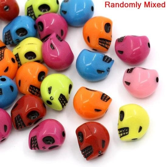 Skull Bead Acrylic mixed colors halloween skull series mixed color skull bed mix hollow bead